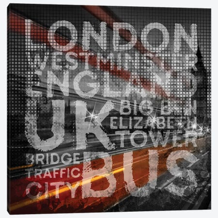 Graphic Art London Westminster Bridge Traffic Canvas Print #MEV460} by Melanie Viola Canvas Art