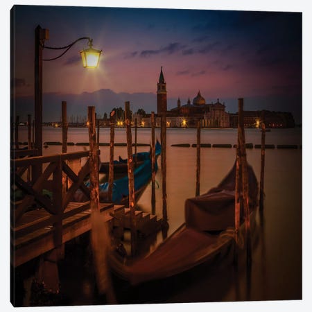 Venice Gondolas During Sunrise Canvas Print #MEV461} by Melanie Viola Canvas Art
