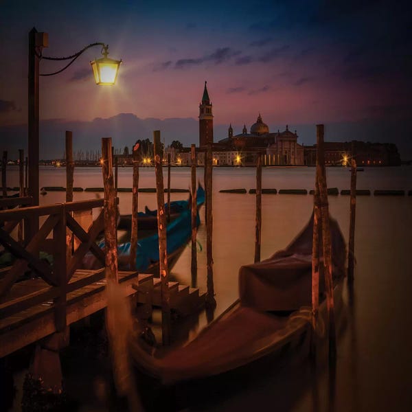 Canoes: Venice Gondolas During Sunrise by Melanie Viola