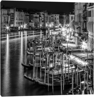 Venice View From Rialto Bridge | Monochrome Canvas Art Print - Veneto Art