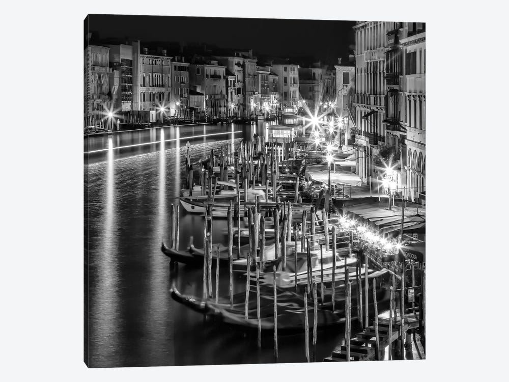 Venice View From Rialto Bridge | Monochrome by Melanie Viola 1-piece Canvas Art Print