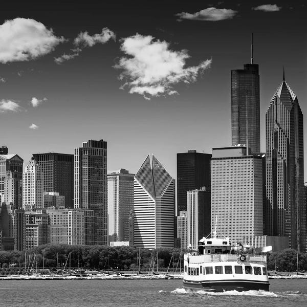 Chicago Skylines: Chicago Skyline | Monochrome by Melanie Viola