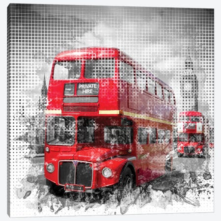 Graphic Art London Westminster Red Buses Canvas Print #MEV46} by Melanie Viola Art Print