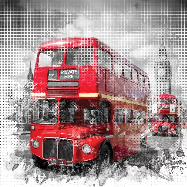 Graphic Art London Westminster Red Buses