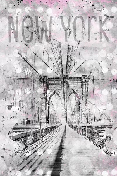 Graphic Art New York City Brooklyn Bridge by Melanie Viola canvas print