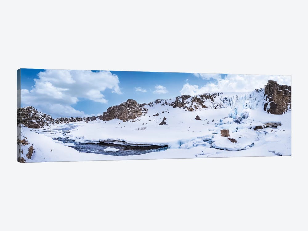 Iceland Oxararfoss In Winter | Panorama by Melanie Viola 1-piece Art Print