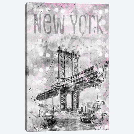 Graphic Art New York City Manhattan Bridge Canvas Print #MEV48} by Melanie Viola Canvas Art