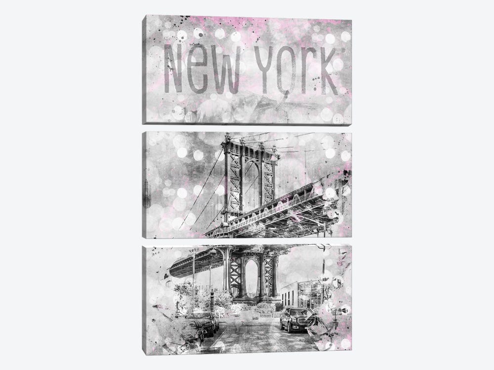 Graphic Art New York City Manhattan Bridge by Melanie Viola 3-piece Canvas Art