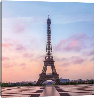 Paris Eiffel Tower Sunrise Canvas Art Print - Melanie Viola