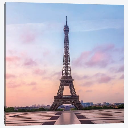 Paris Eiffel Tower Sunrise Canvas Print #MEV493} by Melanie Viola Art Print
