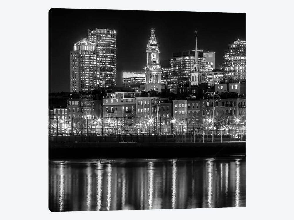 Boston North End & Financial District | Monochrome by Melanie Viola 1-piece Canvas Art