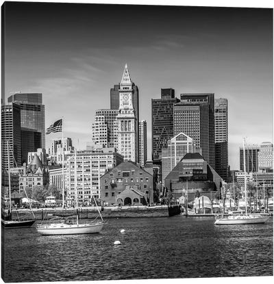 Boston Skyline | Monochrome Canvas Art Print - Boston Skylines