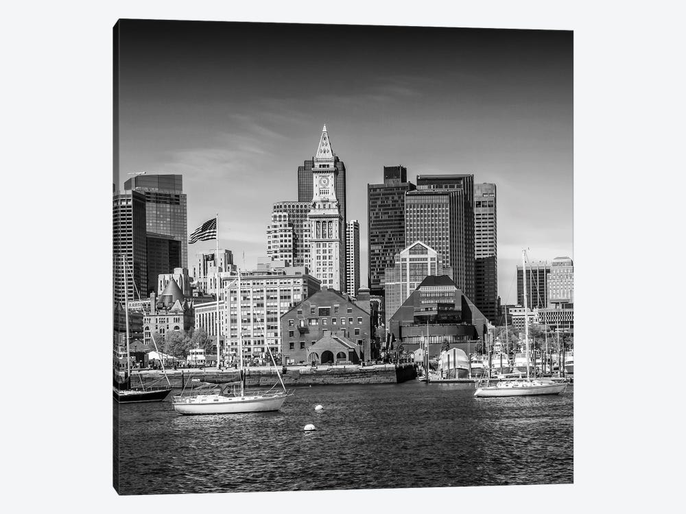 Boston Skyline | Monochrome by Melanie Viola 1-piece Canvas Art Print