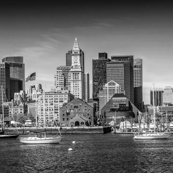Boston: Boston Skyline | Monochrome by Melanie Viola