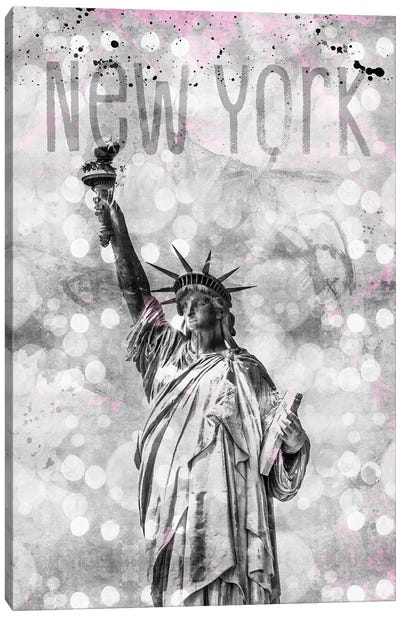 Graphic Art New York City Statue Of Liberty Canvas Art Print - Famous Monuments & Sculptures