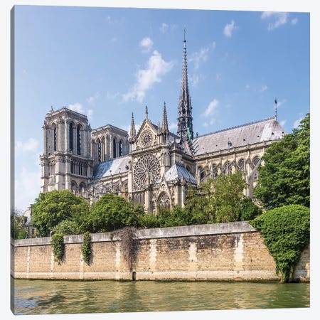 Cathedral Notre-Dame And River Seine Canvas Print #MEV506} by Melanie Viola Canvas Wall Art