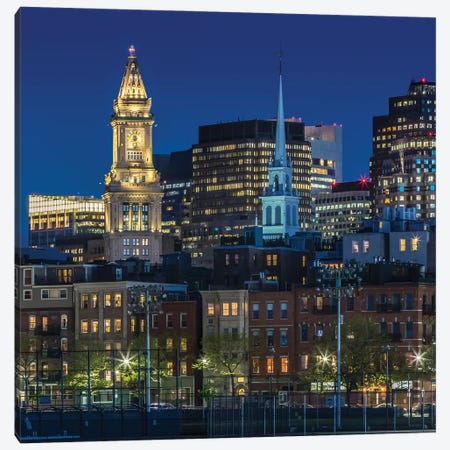 Boston Blue Hour Skyline Canvas Print #MEV507} by Melanie Viola Canvas Wall Art