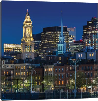 Boston Blue Hour Skyline Canvas Art Print - Boston Skylines