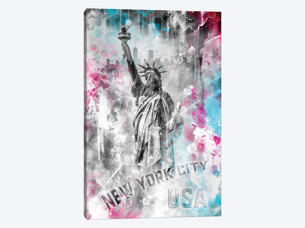 Pop Art Statue Of Liberty by Melanie Viola 1-piece Canvas Artwork