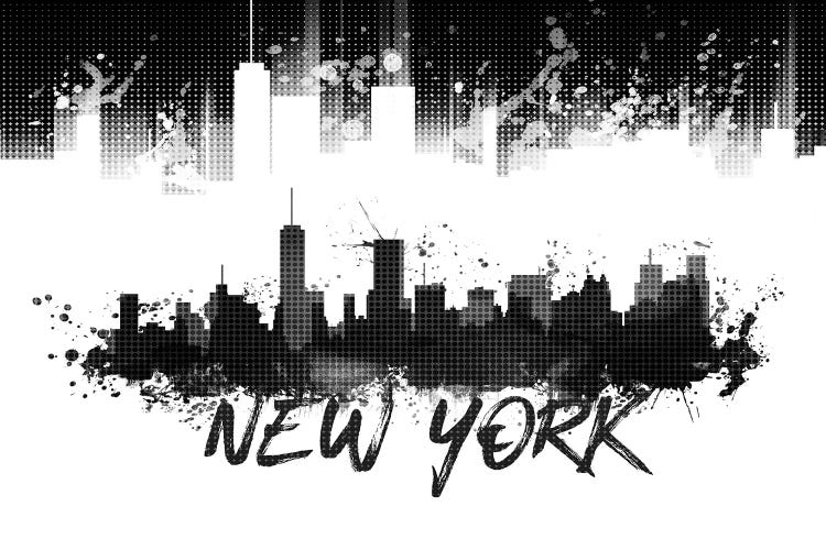 Graphic Art NYC Skyline Splashes In Black