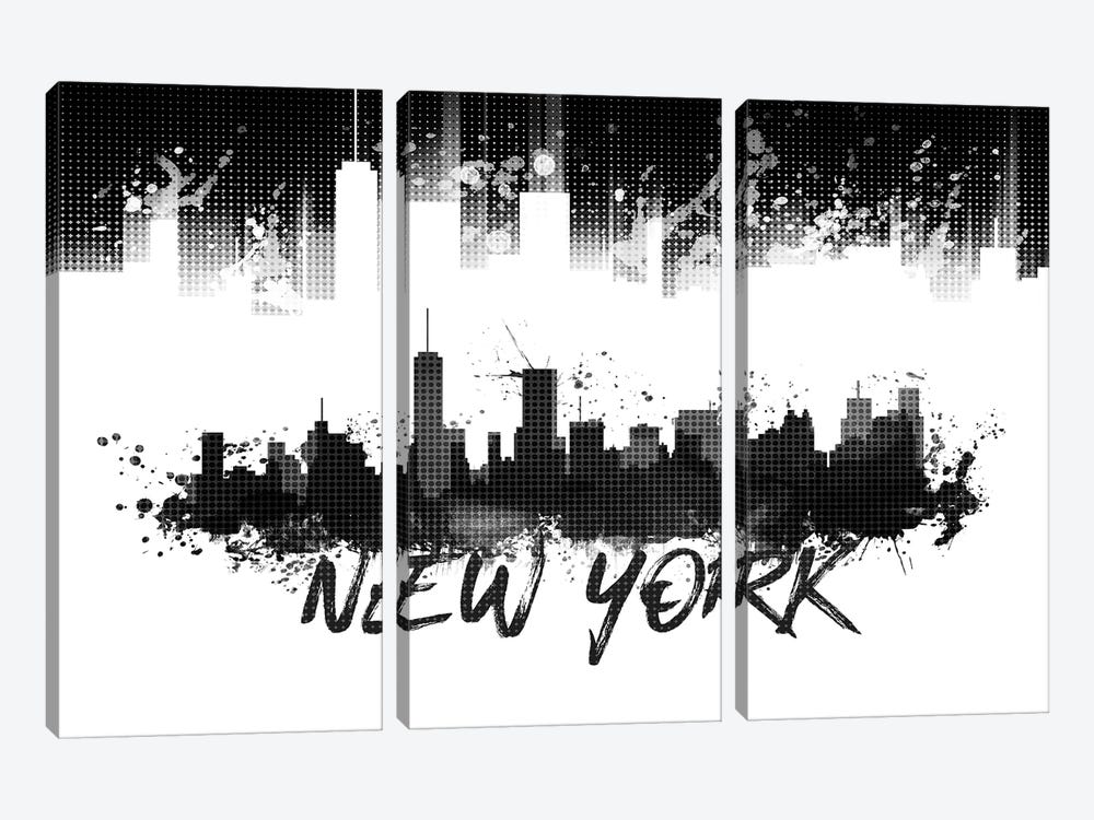 Graphic Art NYC Skyline Splashes In Black by Melanie Viola 3-piece Canvas Artwork