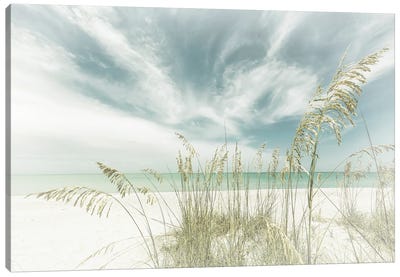 Heavenly Calmness On The Beach | Vintage Canvas Art Print - 3-Piece Beach Art