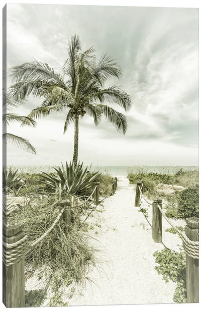 Path To The Beach | Vintage Canvas Art Print - Florida Art