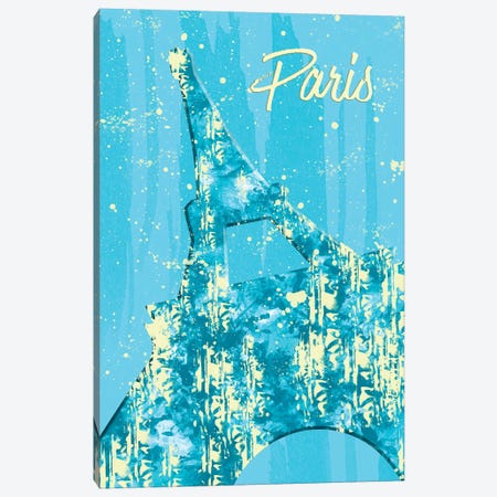 Graphic Style Paris Eiffel Tower In Cyan Canvas Print #MEV53} by Melanie Viola Canvas Art Print