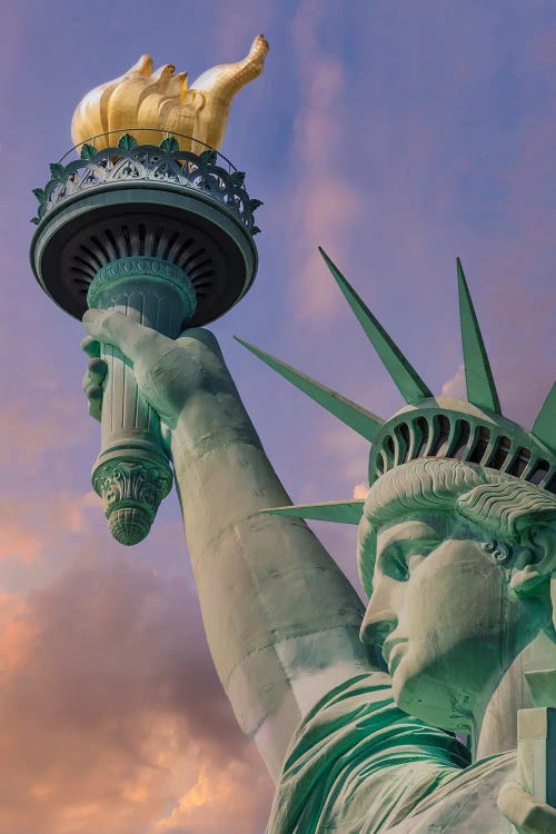 New York City Statue Of Liberty At Sunset