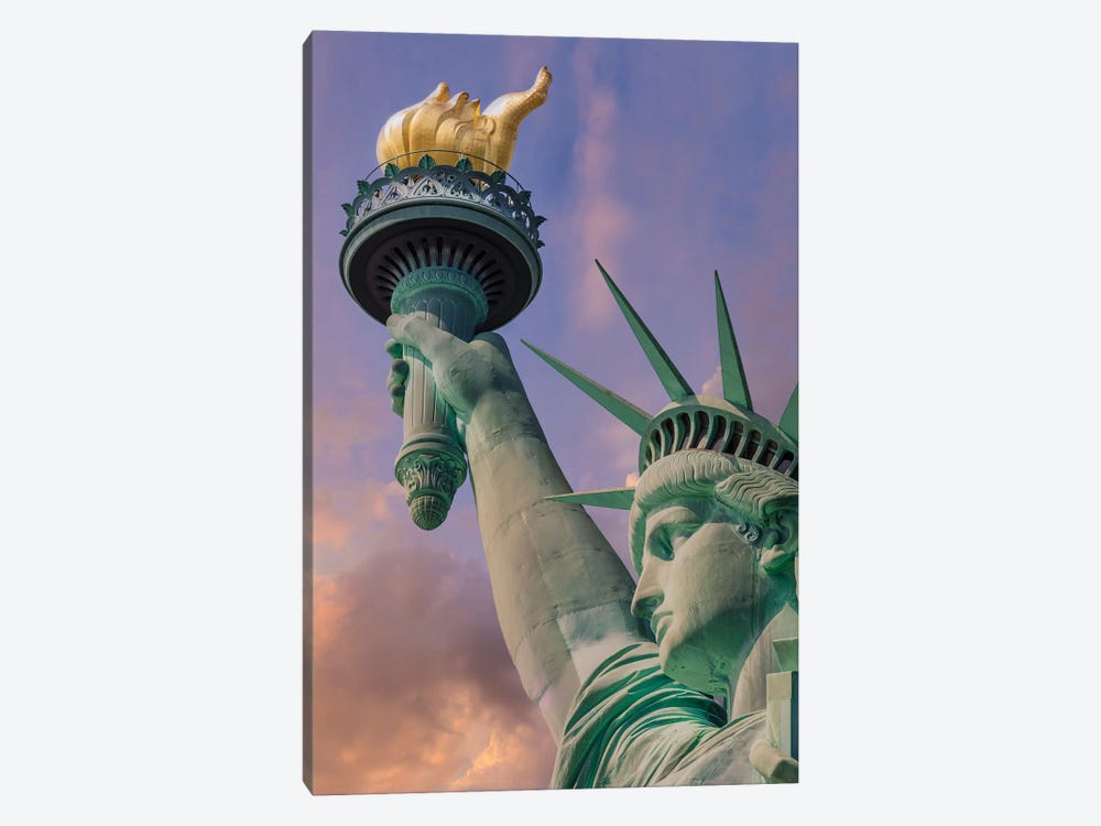 New York City Statue Of Liberty At Sunset by Melanie Viola 1-piece Art Print