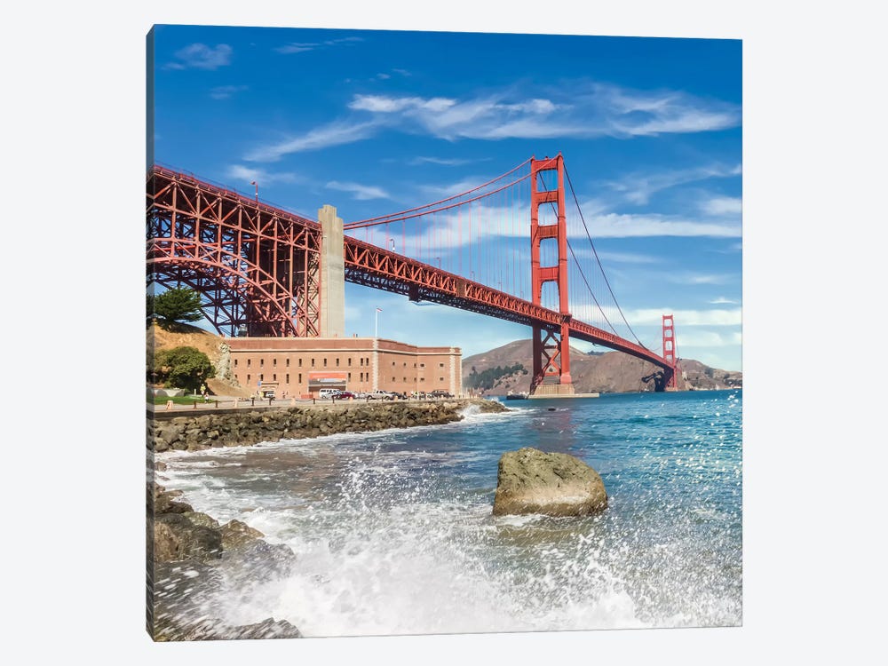 Golden Gate Bridge Coastline Impression by Melanie Viola 1-piece Canvas Artwork