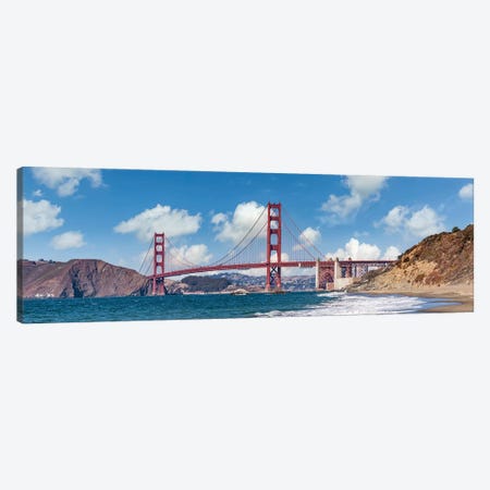 Golden Gate Bridge Baker Beach Panoramic View Canvas Print #MEV552} by Melanie Viola Canvas Wall Art