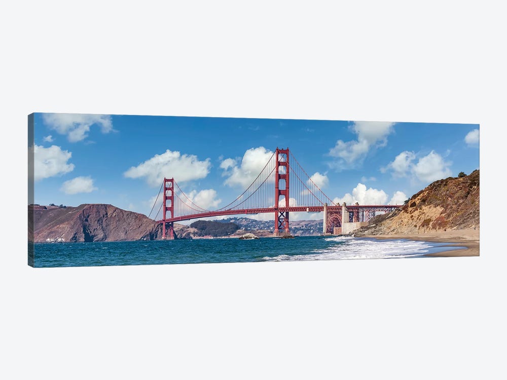 Golden Gate Bridge Baker Beach Panoramic View by Melanie Viola 1-piece Canvas Print