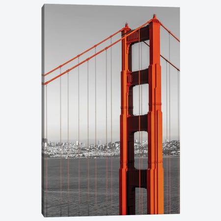 San Francisco Golden Gate Bridge And Skyline | Colorkey Canvas Print #MEV556} by Melanie Viola Canvas Print