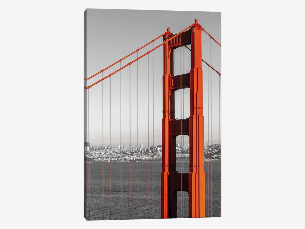 San Francisco Golden Gate Bridge And Skyline | Colorkey by Melanie Viola 1-piece Canvas Art Print