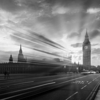 Westminster Evening Mood | Monochrome by Melanie Viola canvas print