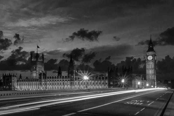 Westminster Abbey: Nightly View From London Westminster | Monochrome by Melanie Viola