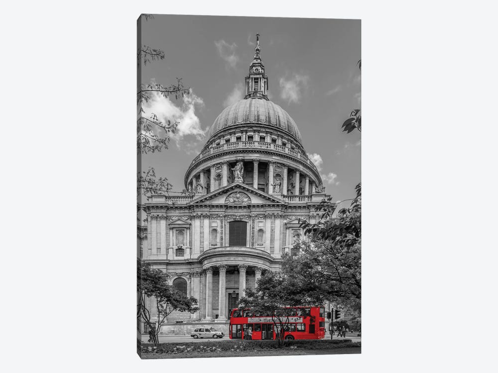 London St. Paul’S Cathedral And Red Bus by Melanie Viola 1-piece Art Print