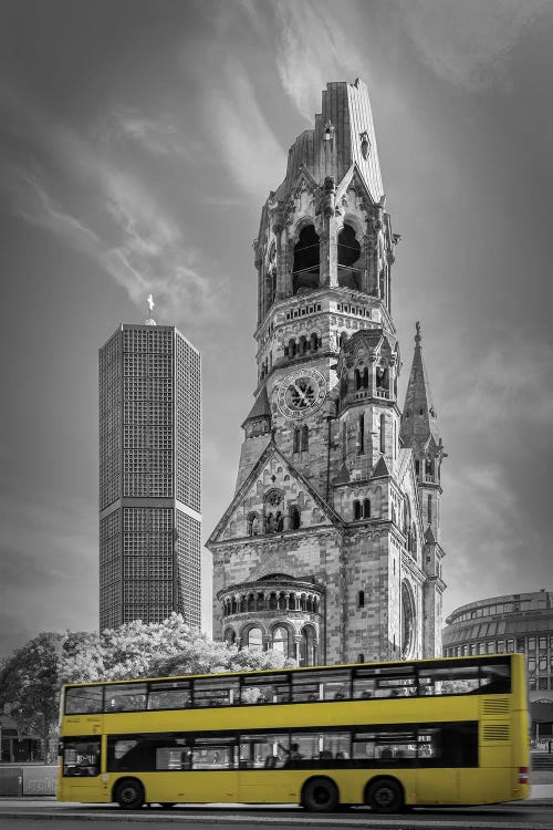 Berlin Kaiser Wilhelm Memorial Church With Bus