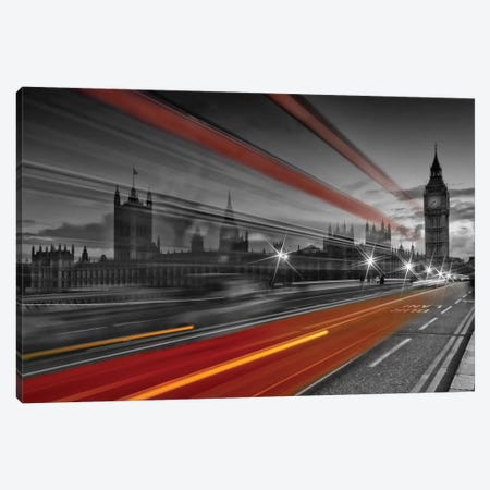 London Westminster Bridge Traffic Canvas Print #MEV59} by Melanie Viola Canvas Art Print