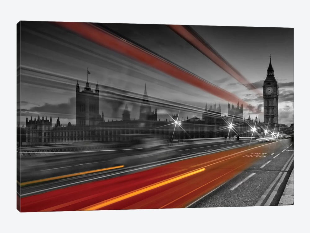 London Westminster Bridge Traffic by Melanie Viola 1-piece Canvas Wall Art