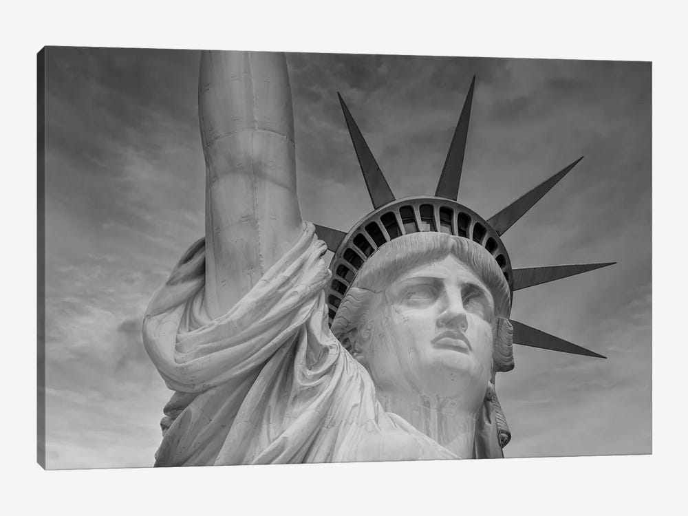 New York City Statue Of Liberty | Monochrome by Melanie Viola 1-piece Canvas Print