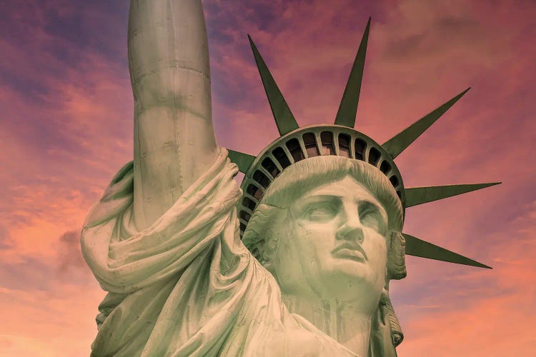 NYC Statue Of Liberty At Sunset