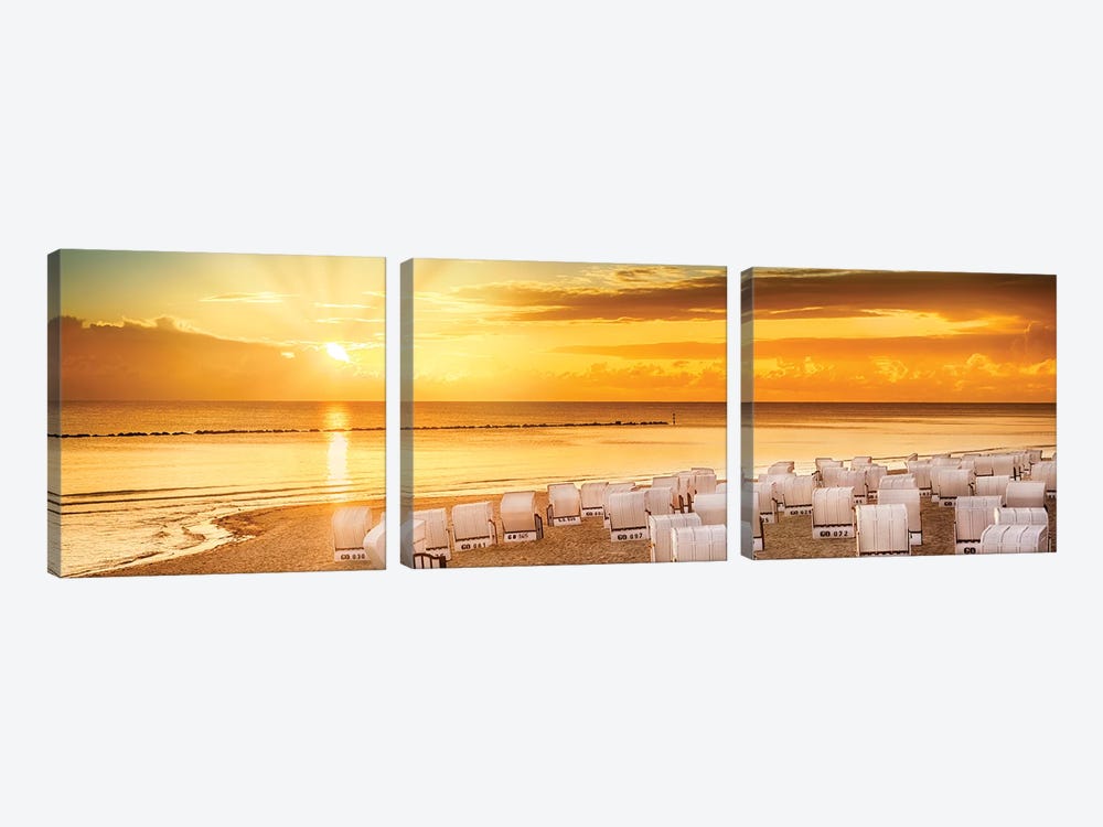 Baltic Sea Sunrise | Panoramic View by Melanie Viola 3-piece Canvas Art Print