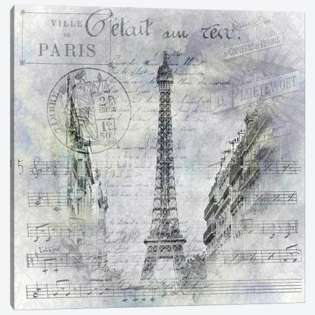 Paris Collage | Eiffel Tower Streetscene Canvas Print #MEV609} by Melanie Viola Canvas Art