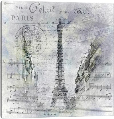 Paris Collage | Eiffel Tower Streetscene Canvas Art Print - Melanie Viola