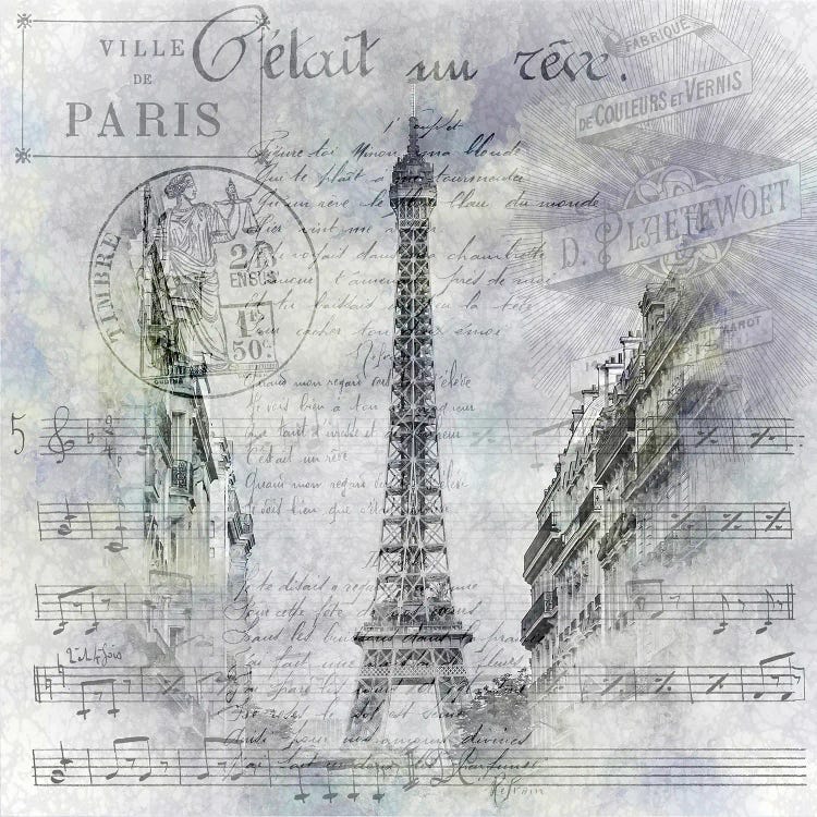 Paris Collage | Eiffel Tower Streetscene