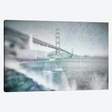 Golden Gate Bridge Rainy Day | Dreamy Blue Canvas Print #MEV611} by Melanie Viola Canvas Print