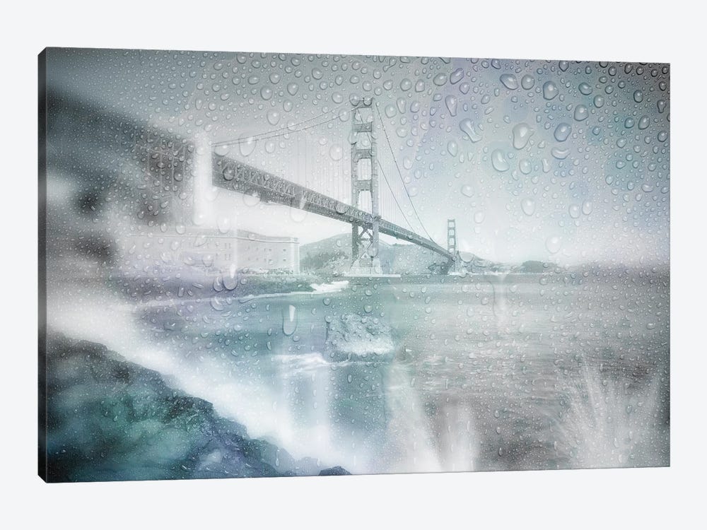 Golden Gate Bridge Rainy Day | Dreamy Blue by Melanie Viola 1-piece Canvas Art