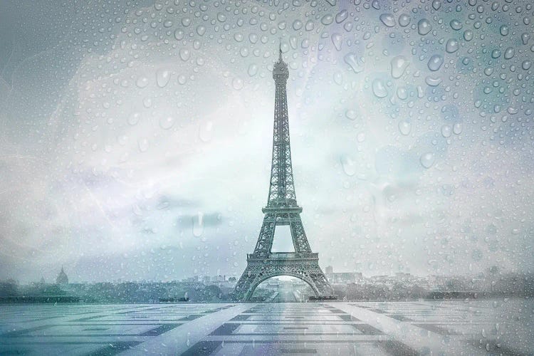 Eiffel Tower Rainy Day | Dreamy Blue by Melanie Viola wall art